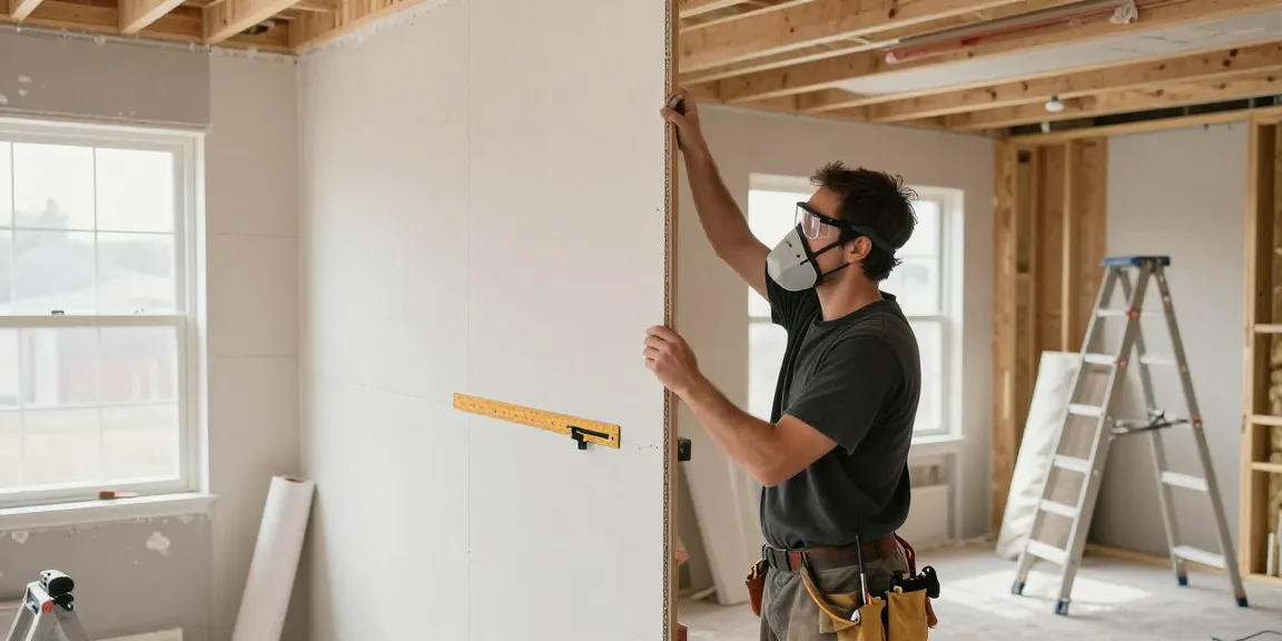 Drywall contractor Toronto installing drywall in a residential renovation project with professional tools.