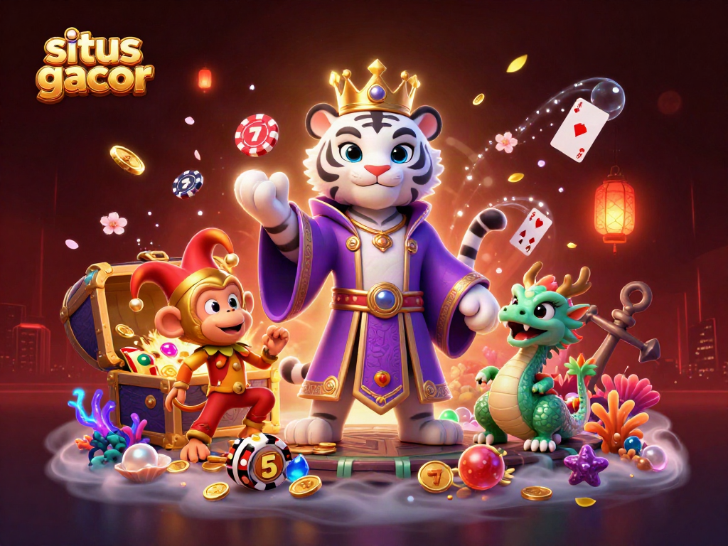 Immerse in situs gacor gameplay with vibrant characters amid dazzling casino treasures and energy.