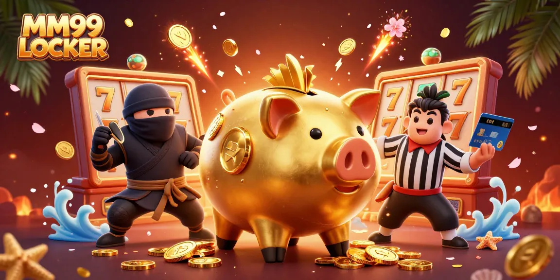 Engage with the world of MM99 LOCKER and win big with a dynamic casino-themed digital illustration.